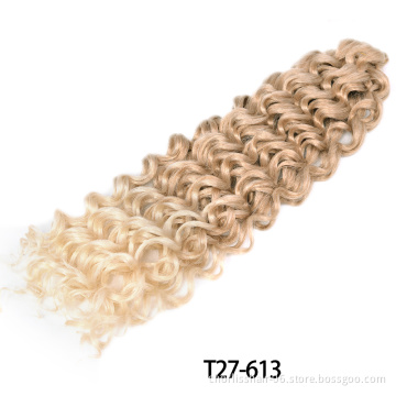 Wholesale Best Selling 24 Inches Ombre Light Color Wavy Bulk Cambodian Hair Crochet Braids Synthetic Braiding Hair Extensions